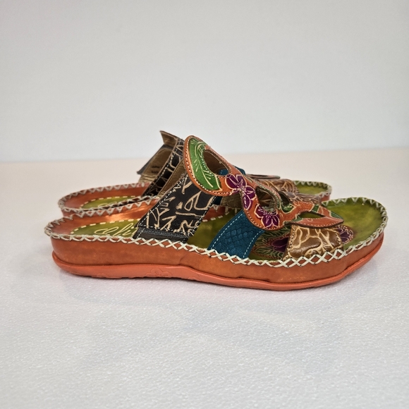 Corkys Elite Midtown Boho Slide Sandals Womens Size 10 Colorful Eclectic Leather - Picture 3 of 12